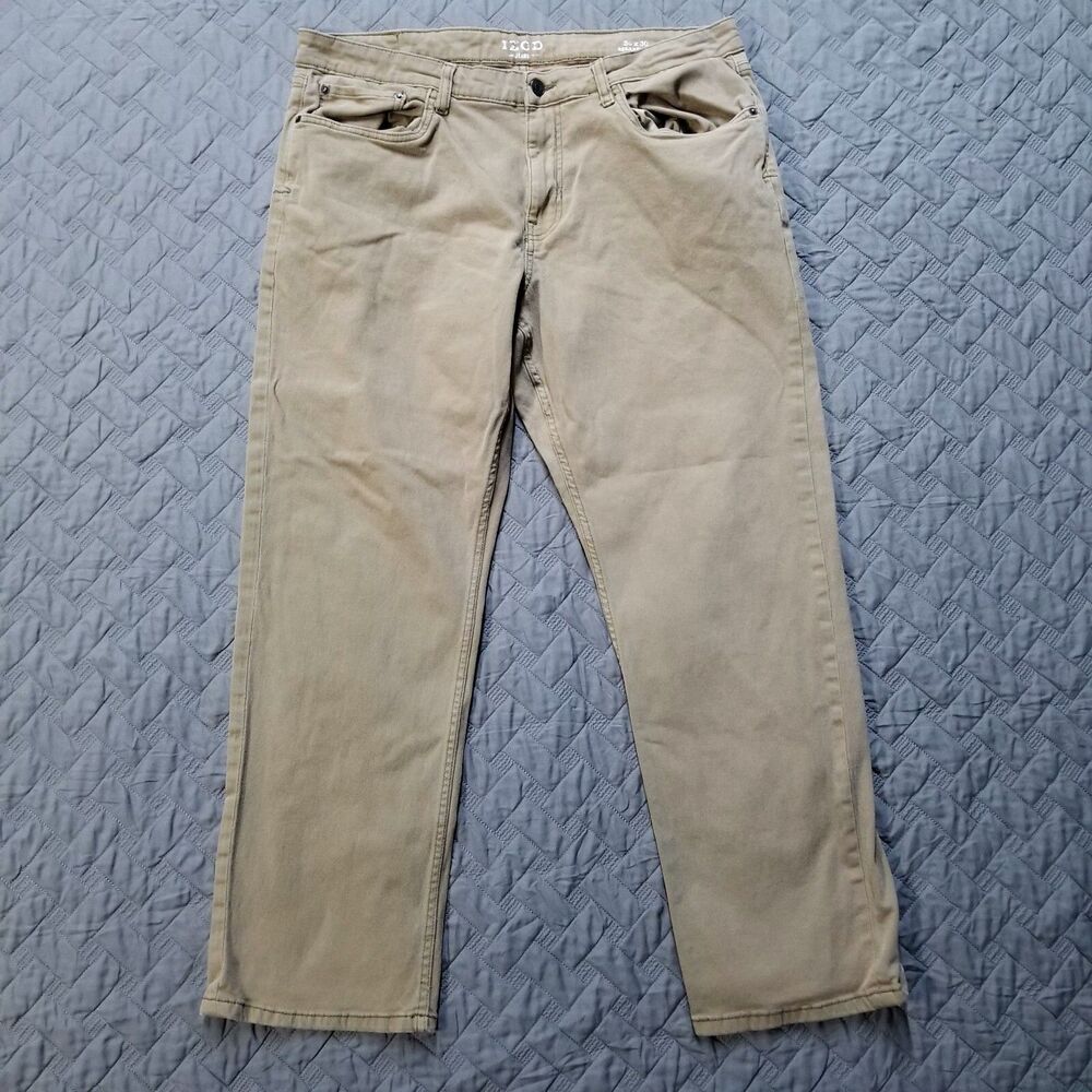 IZOD Jeans Mens 36x30 Brown Relaxed Fit Straight‎ Dark Wash Rn 140976